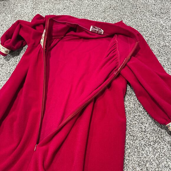 VANITY FAIR PETITES Vintage Half Zip Up Long Sleeve Winter Nightgown Robe Size M - Picture 3 of 8